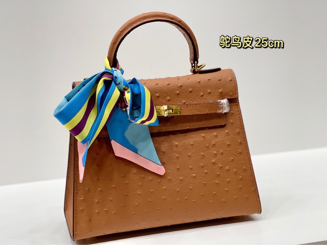 2022款女士鸵鸟纹牛皮单肩包 手提包 凯莉包 铂金包