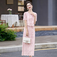 新中式国风裙夏季裙子套装2024上衣配半身裙夏女装复古两件套裙装