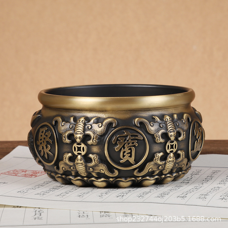 纯铜聚宝盆摆件家居工艺品办公室装饰品招财创意礼品