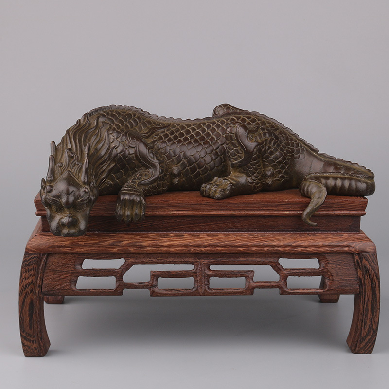 纯铜避水兽水麒麟摆件龙王蚣蝮客厅玄关镇水兽装饰乔迁新居礼物