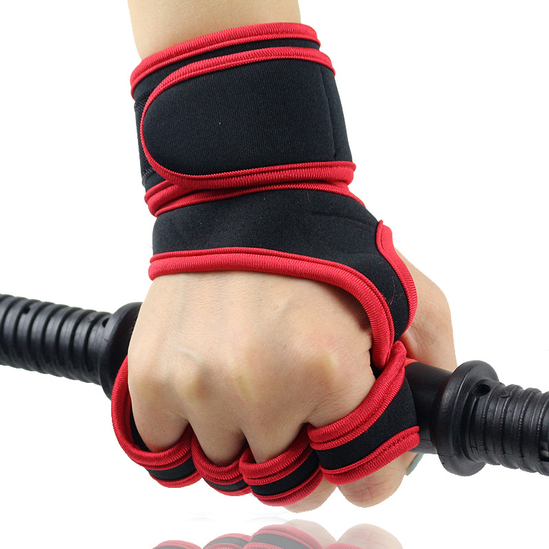 Fitness Half Finger Pull-up Wrist Protector Dumbbell Men's Sports Equipment Wrist Gloves Women's Hard Pull Barbell Gloves