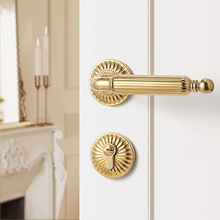 法式金色卧室门锁室内门把手静音磁吸复古美式分体家用木门锁