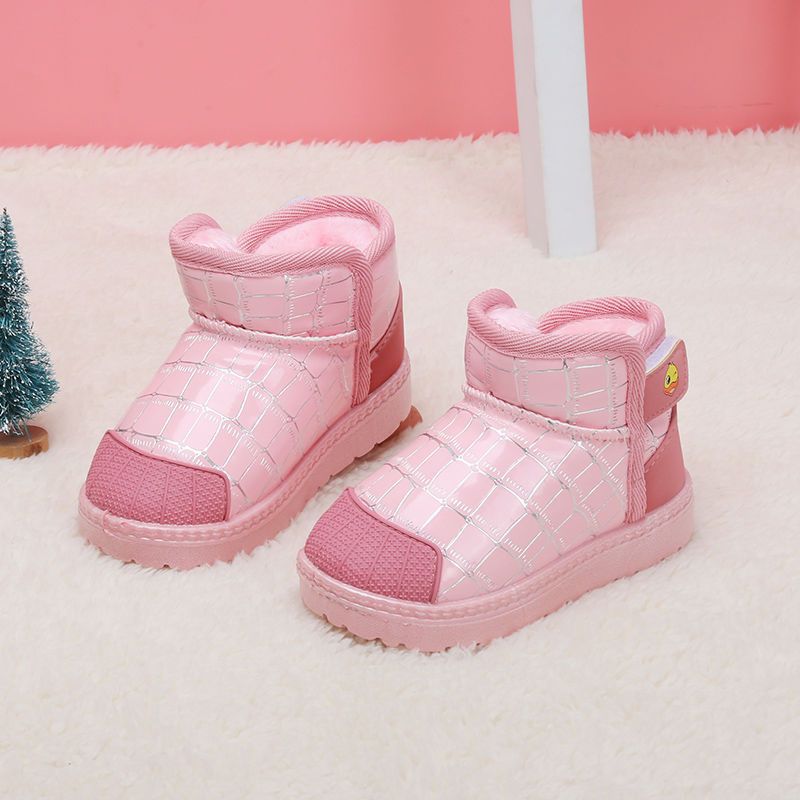 Children's Snow Boots Baby Cotton Shoes Boy's Ankle Boot Girls Ugg Fleece-lined Thick Waterproof Non-Slip Leather Children's Shoes