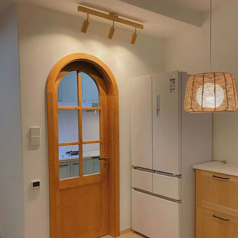 拱形门定制法式原木风实木复合烤漆卧室门卫生间玻璃室内门圆弧门