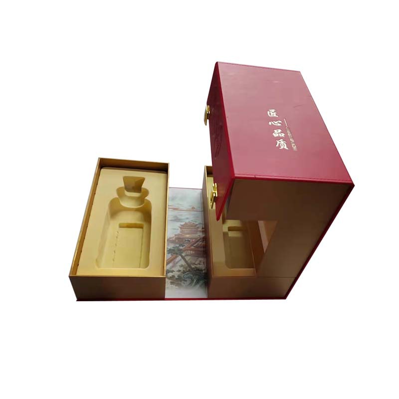 定制中纤板四瓶装白酒盒pu皮中纤板精品盒手工盒包装盒
