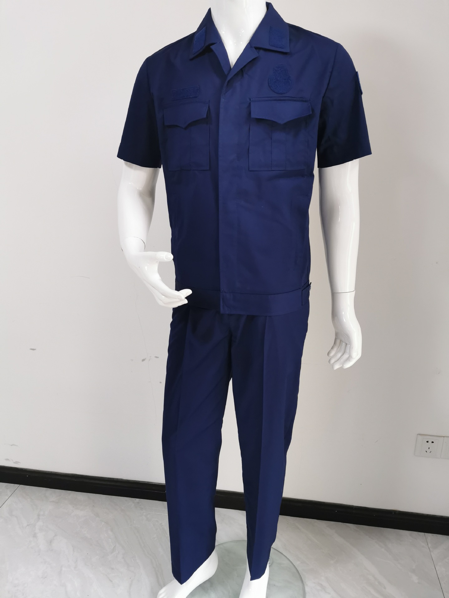 新款消防备勤服套装夏季短袖蓝色消防作训服长袖夹克火焰蓝备勤服