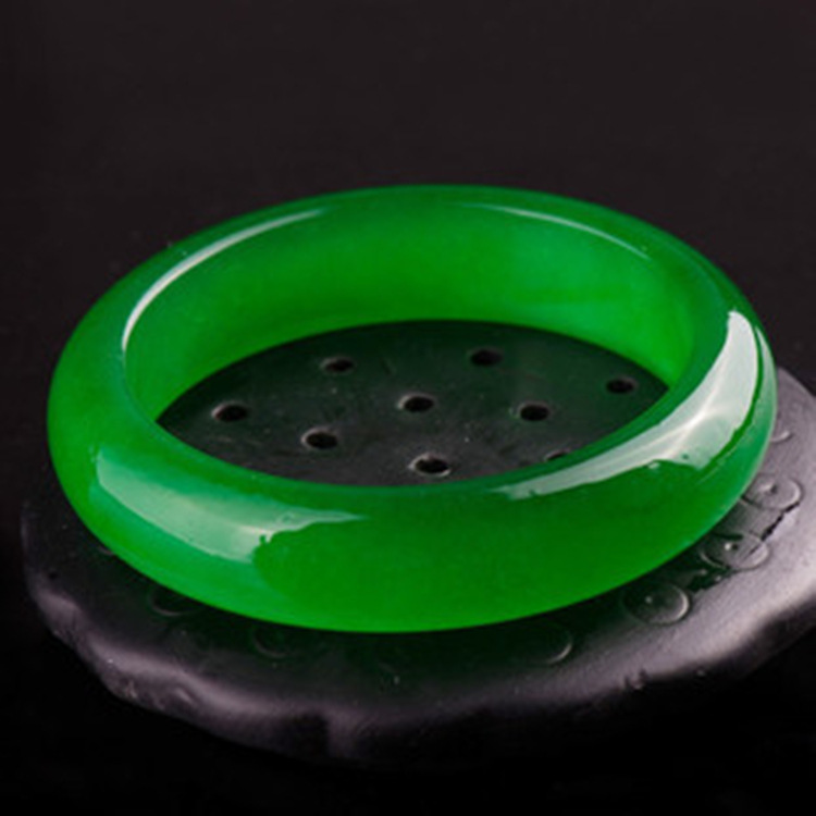 冰种碧绿玉手镯女款玉器翡翠色玉镯子女石英岩玉手镯玉石手环