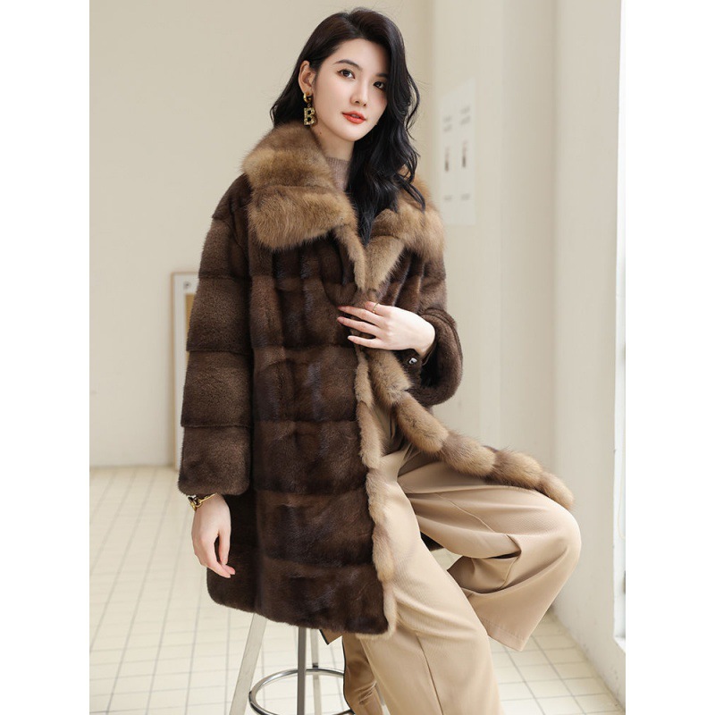 皮草 进口貂皮皮草外套整貂真貂2023新款 丹麦加厚级貂-阿里巴巴