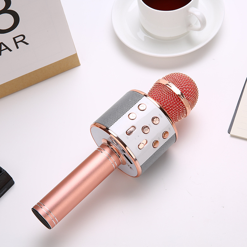 Ws858 Mobile Phone Gadget for Singing Songs Karaoke Wireless Bluetooth Condenser Microphone Children's Song Live Stream Microphone Audio Integrated