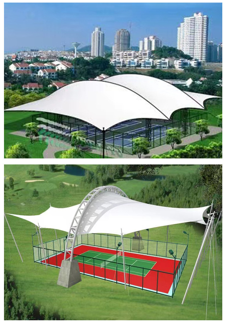 大型膜结构体育设施膜结构工程安装球场遮阳棚羽毛球馆篮球场顶棚