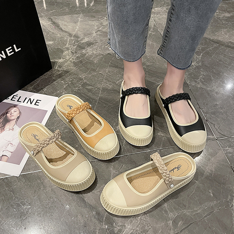 super soft sweet high-grade baotou half care shoes loafers slip-on summer outdoor sandals women‘s non-slip platform