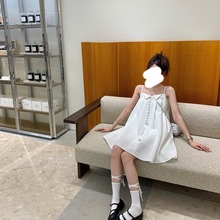 【心动初恋裙】亮片白色吊带连衣裙女夏季宽松裙子