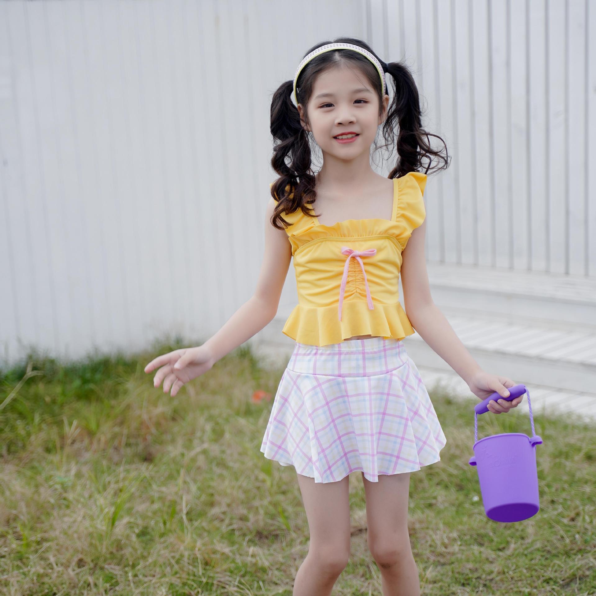 时尚2022新款可爱儿童分体裙式小清新游泳温泉游泳女童泳衣