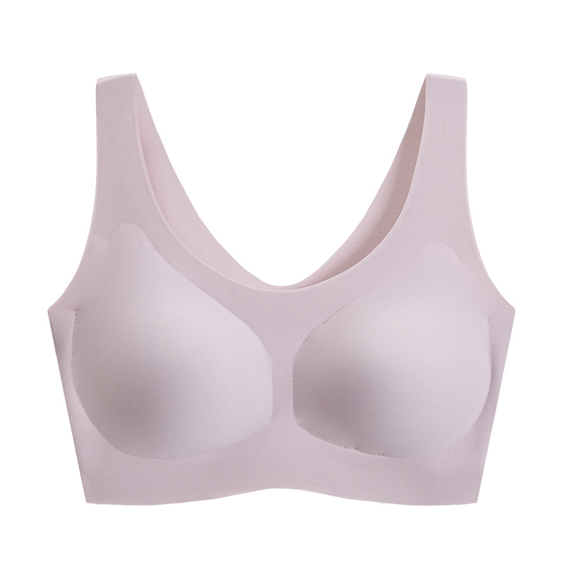 New Seamless Underwear Women's Beauty Back Big Chest Small No Steel Ring Fixed Cup Vest Sports Push up Bra Women's