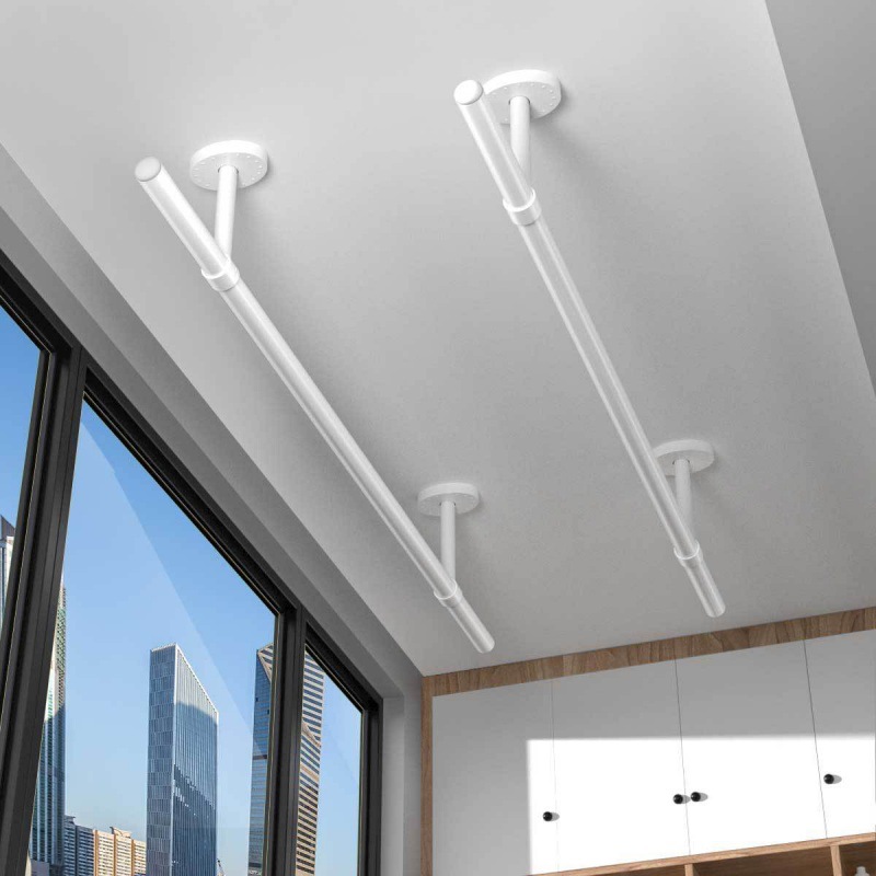 阳台晾衣杆304不锈钢固定顶装单杆式晒凉简易双杆打孔直杆型衣架