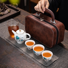 羊脂玉瓷旅行茶具便携式功夫茶具套装户外泡茶壶公司活动礼品批发
