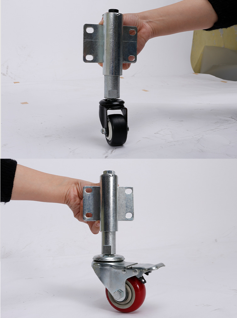 铁艺大门高低伸缩轮工厂大门减震万向轮轮子推拉铁门尼龙万向脚轮