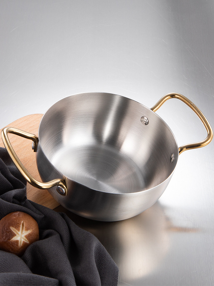 批发韩式拉面锅不锈钢汤锅深款双耳泡面锅餐厅煮面锅电磁炉小煮锅