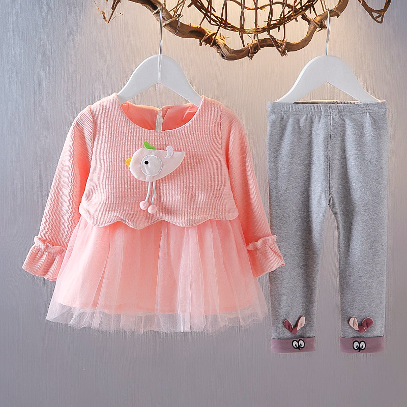 秋季女宝宝衣服2件套洋气女童纱裙套装1-2-3岁婴儿秋天衣服新潮