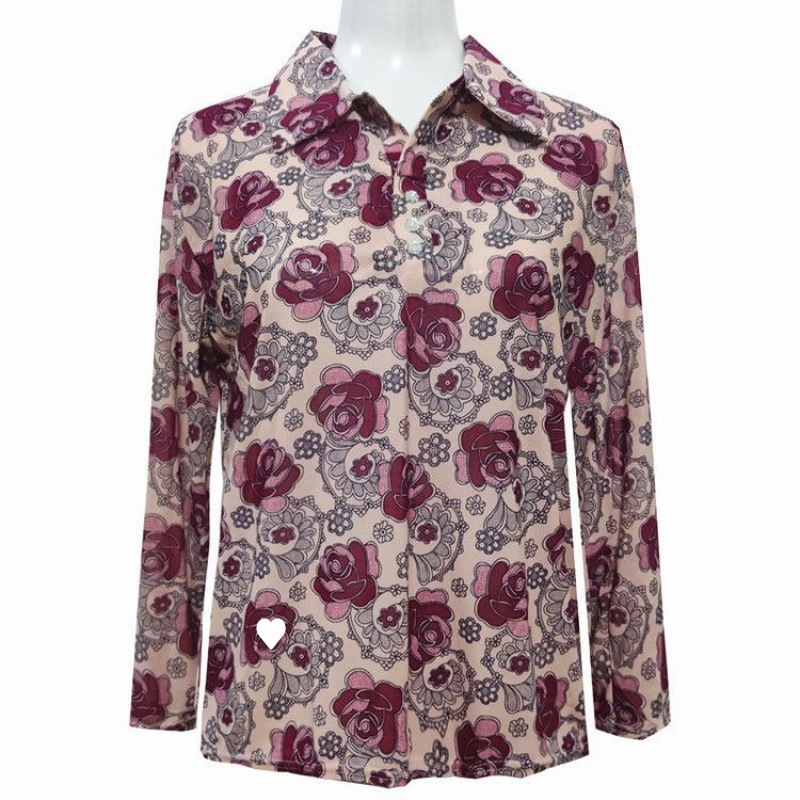 妈妈装批发夏中老年女装冰丝有领t恤衬衫农村老年人衣服上衣地摊