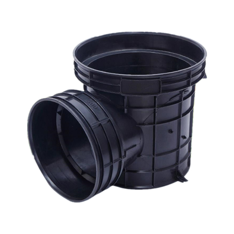 黑色塑料检查井污水流槽起始井市政建筑小区排污排水波纹管连接件