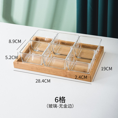 Divided Fruit Plate Household Living Room Coffee Table Dried Fruit Tray Candy Box Simple Modern Glass Fruit Plate Dessert Snack Dish