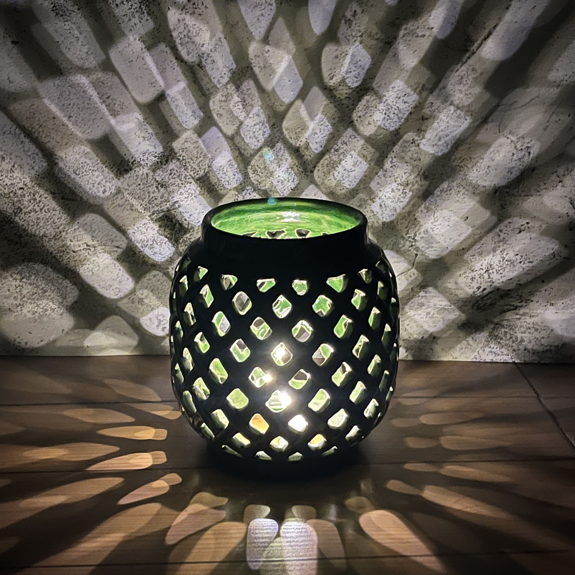 跨境外贸 镂空香薰蜡烛灯座竹编灯罩陶瓷风灯配件复古户外装饰