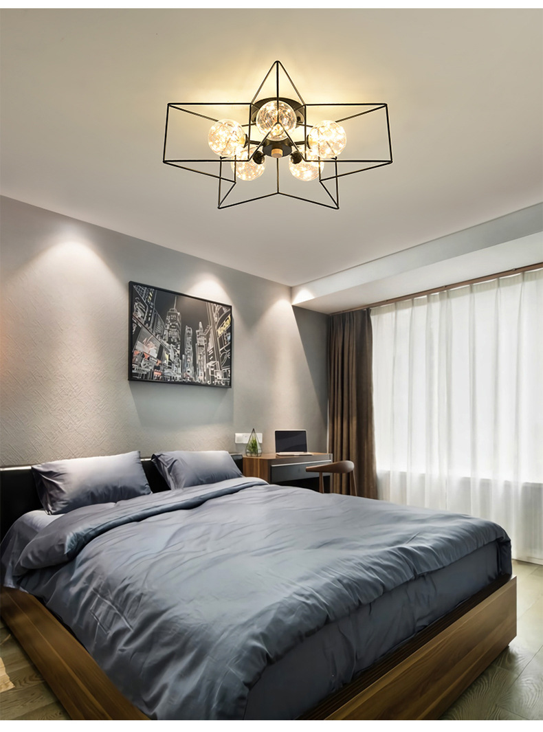 主卧卧室吸顶灯大气简约现代网红五角星几何书房满天星北欧灯具