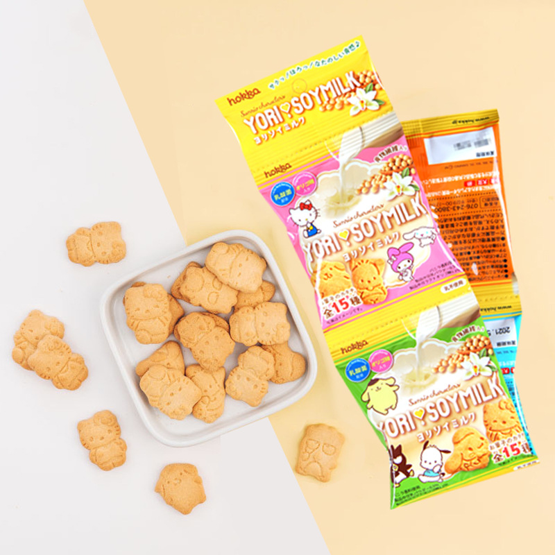 日本北陆制果饼干4联/包凯蒂 蛋奶牛奶多口味卡通造型零食饼干