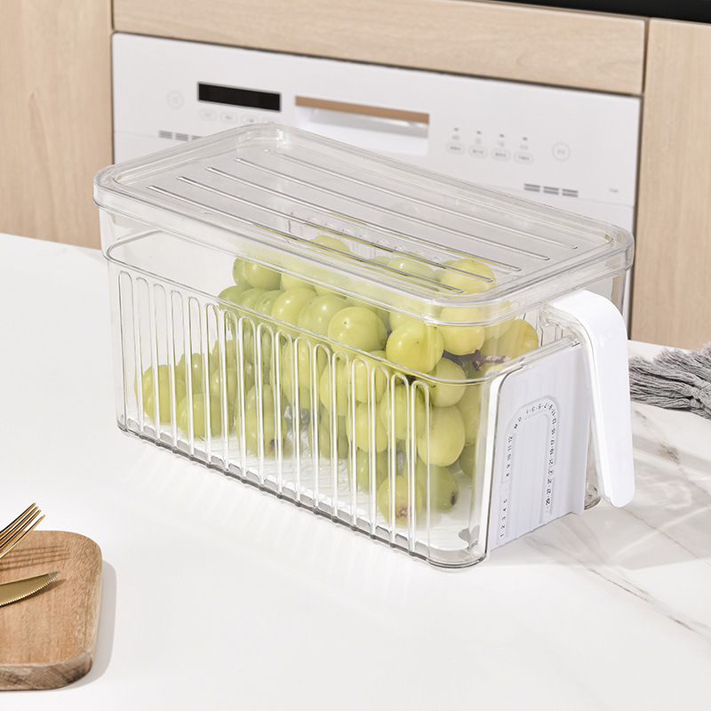 Refrigerator Handle Storage Crisper Rectangular Household Fruit and Vegetable Storage Box Food Grade Organize Fantastic Storage Box