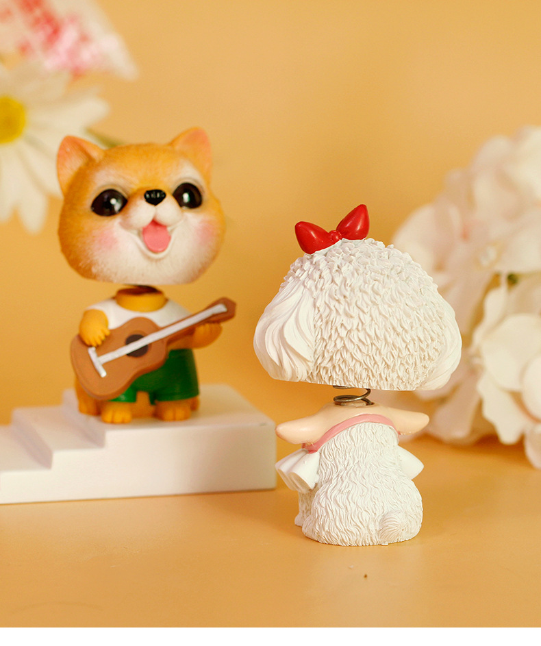 zakka卡通可爱小狗盲盒树脂工艺汽车载内装饰可摇头创意生日礼物