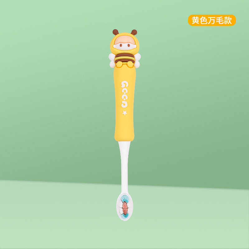 Children's Cute Toothbrush Cartoon Toothbrush with Hand Block Anti-Stamp Soft-Bristle Toothbrush Not Hurt Gum Middle and Big Children's Toothbrush