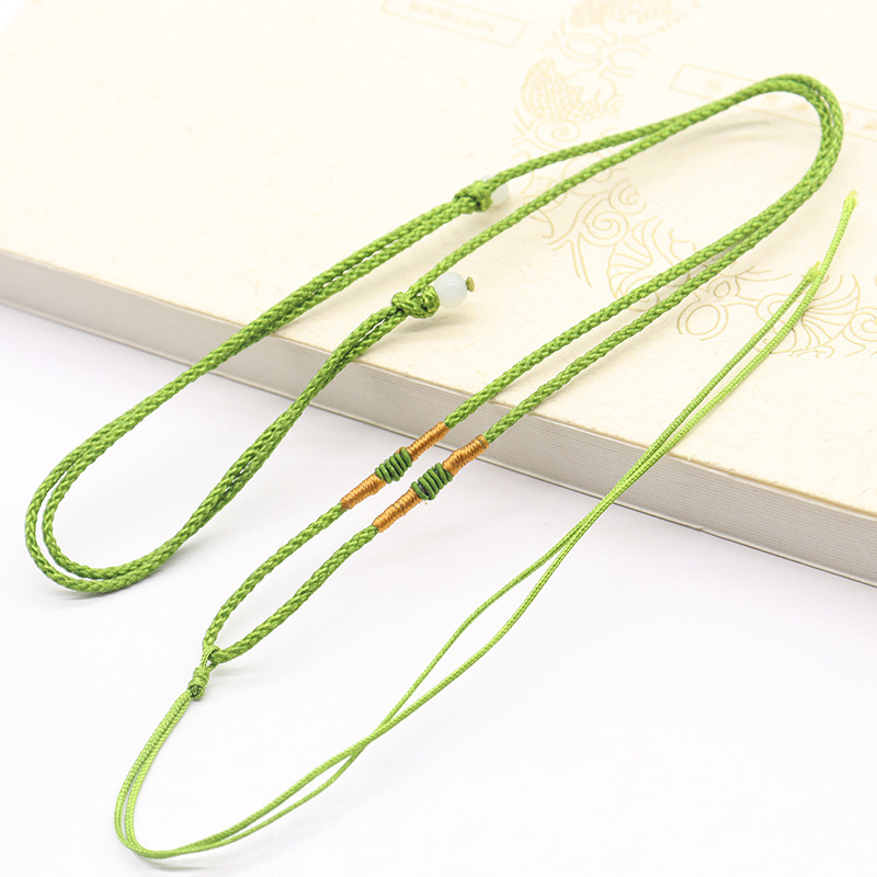 挂坠复古宝石装饰黄金编织绳项链 半成品饰品珠链儿童珠子红绳