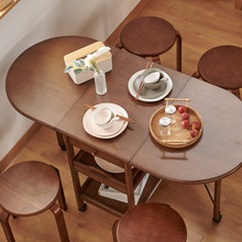 实木折叠桌简约家用餐桌小户型饭桌圆桌可伸缩4人简易小型方桌子