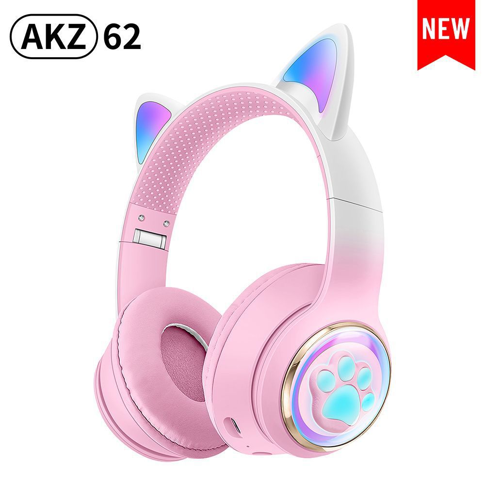 Cross-Border New Creative Space Capsule Cat Ear Gradient Color Light-Emitting Wireless Headset Headset for Children and Students