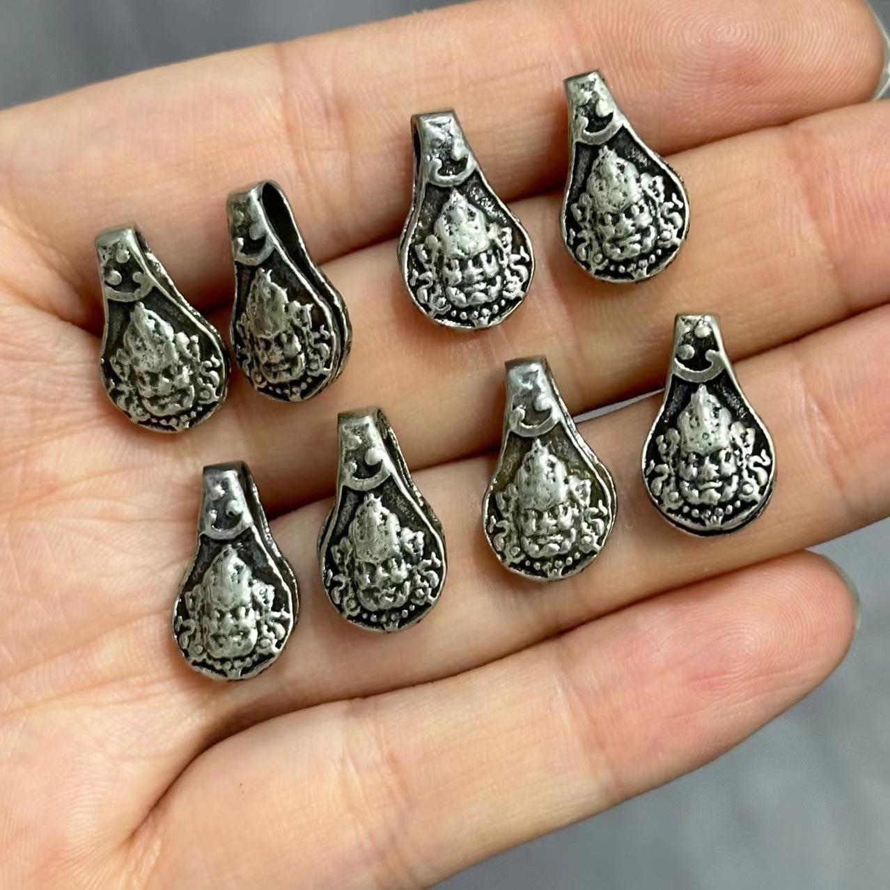 藏式黄财神佛珠卡子夹子手串持文玩配件diy金刚星月百香籽文玩饰