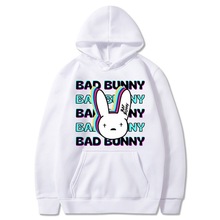 Bad Bunny兔子印花套头连帽衫加绒女上衣外套卫衣hoodie外贸跨境