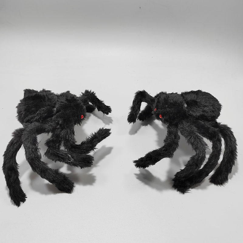 Halloween Spider Decoration Props Outdoor Venue Layout Spider Web Plush Spider Toy Simulation Plush Spider