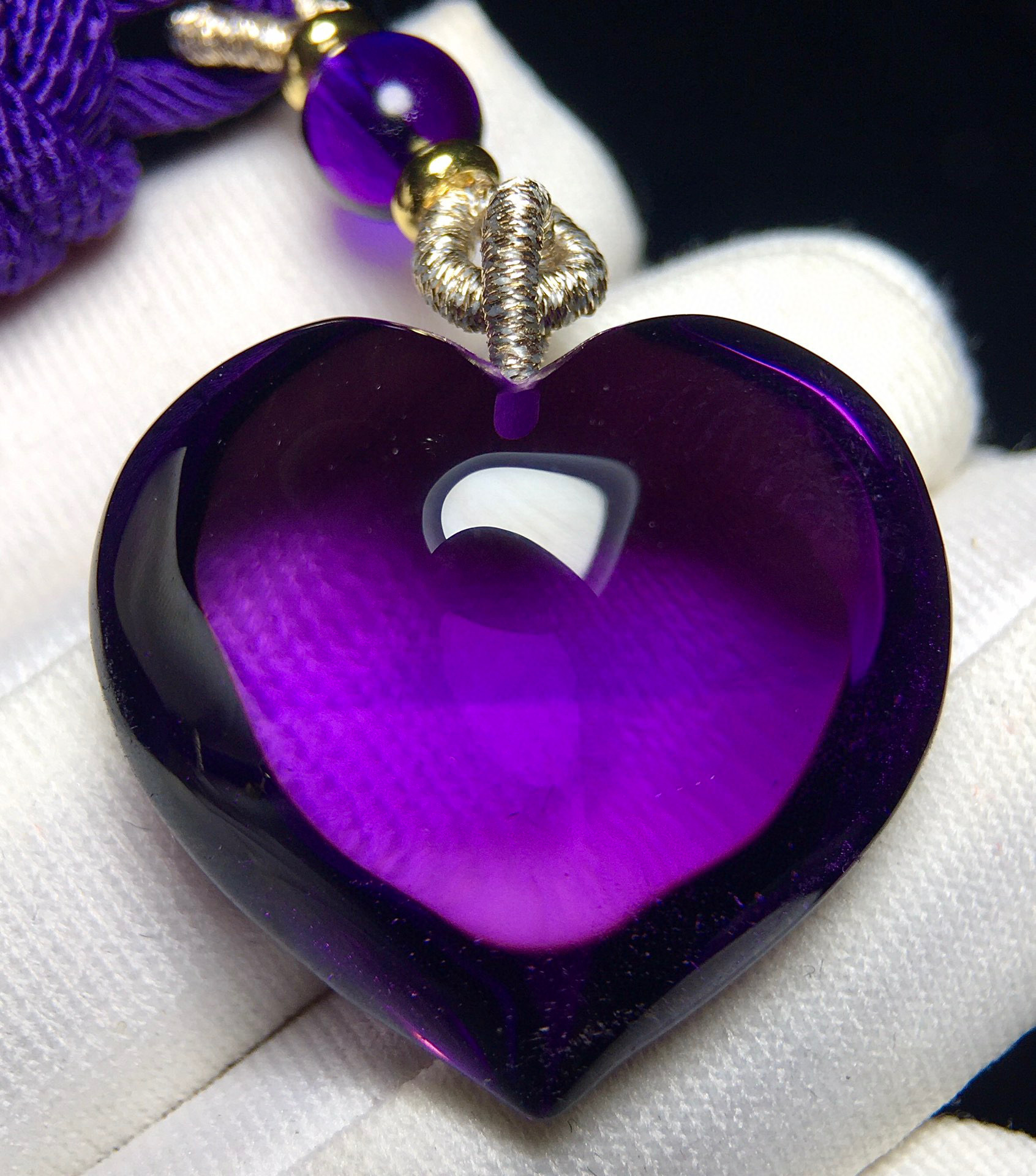 天然乌圭拉紫水晶紫罗兰吊坠 毛衣链 爱心精美漂亮 高贵优雅-阿里巴巴