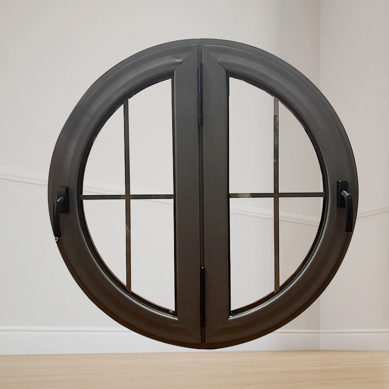 门窗新款中国风设计断桥铝合金圆形双平开窗中式窗户家装定制