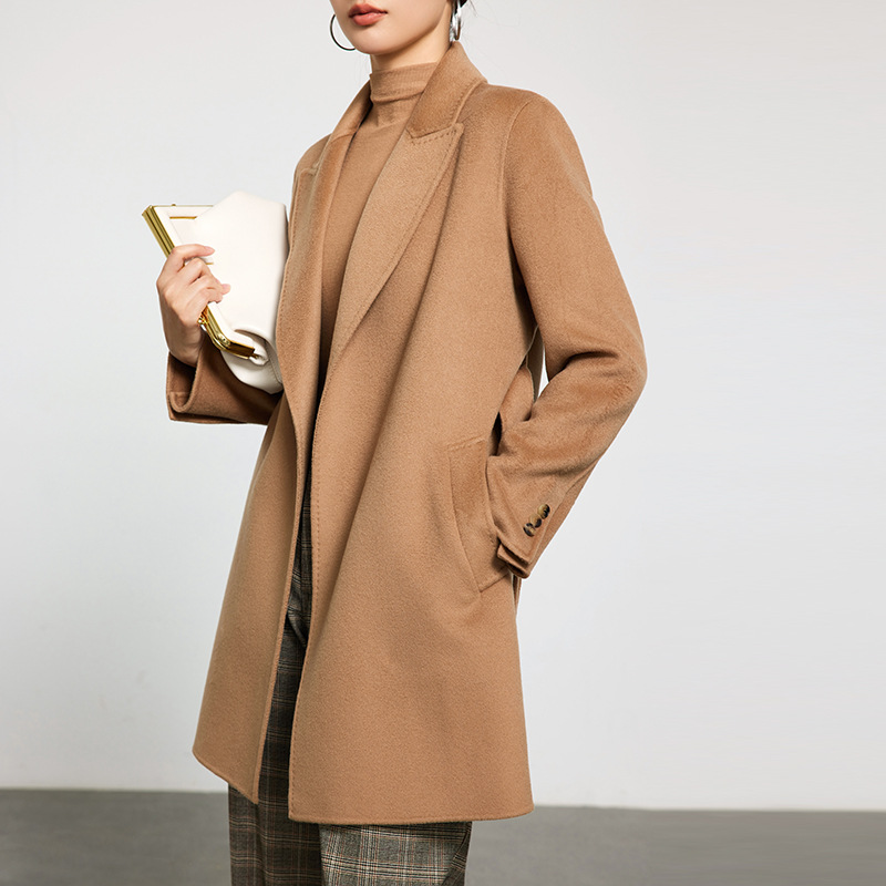 新款西装款山羊绒大衣保暖双面气质时尚外套女装大衣中长款-阿里巴巴