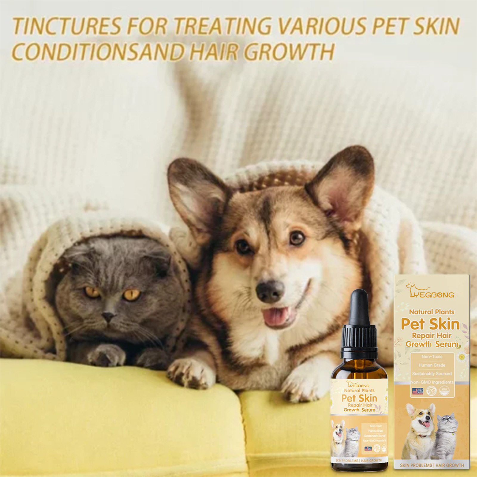 Yegbong Pet Skin Repair Essence Dogs and Cats Skin Itching Wound Skin Moss Repair Hair Care Essence