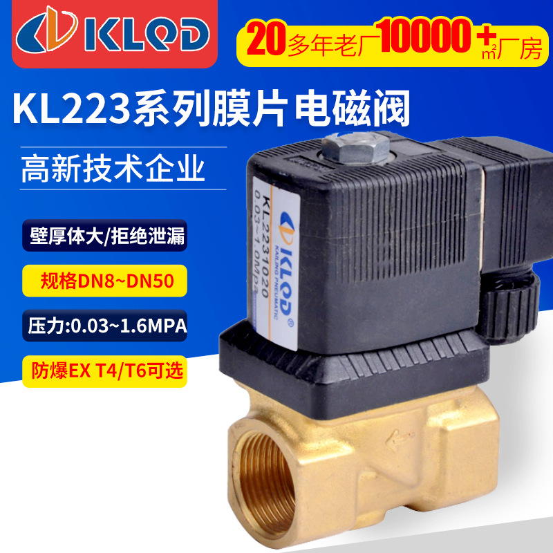 包邮KL223西德式电磁阀|出口型6213A型水用气用先导膜片防爆厂家