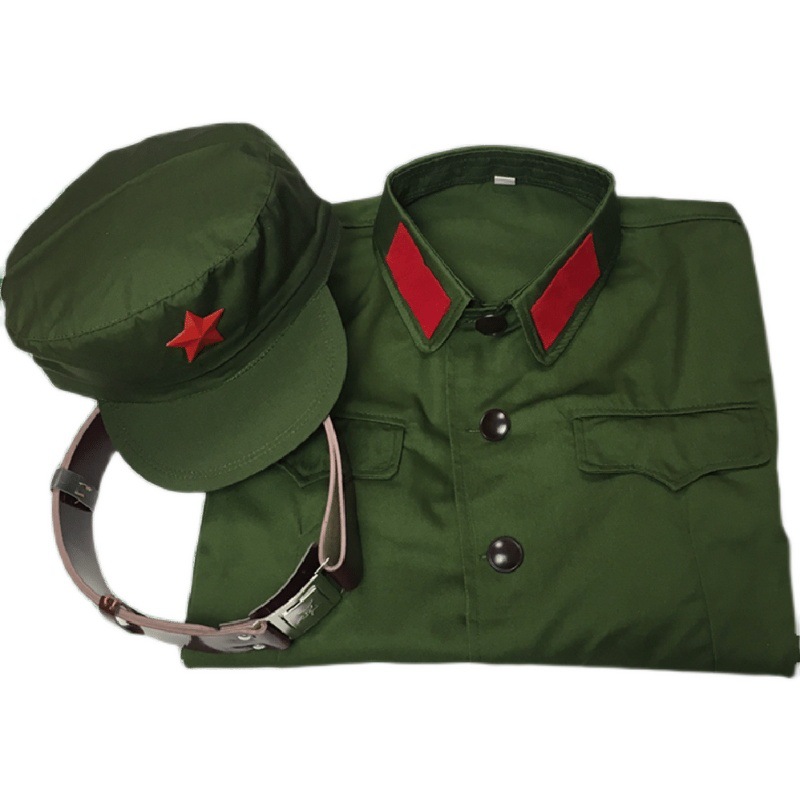 65式士兵服 老式男65军装的确良套装65军装军干服老兵聚会绿军装