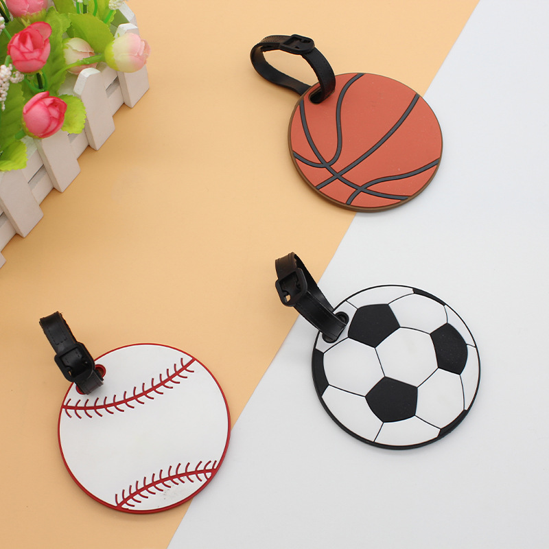 Cute Sport Series Cartoon PVC Luggage Tag Suitcase Check-in Tag Silicone Card Set Factory in Stock Wholesale