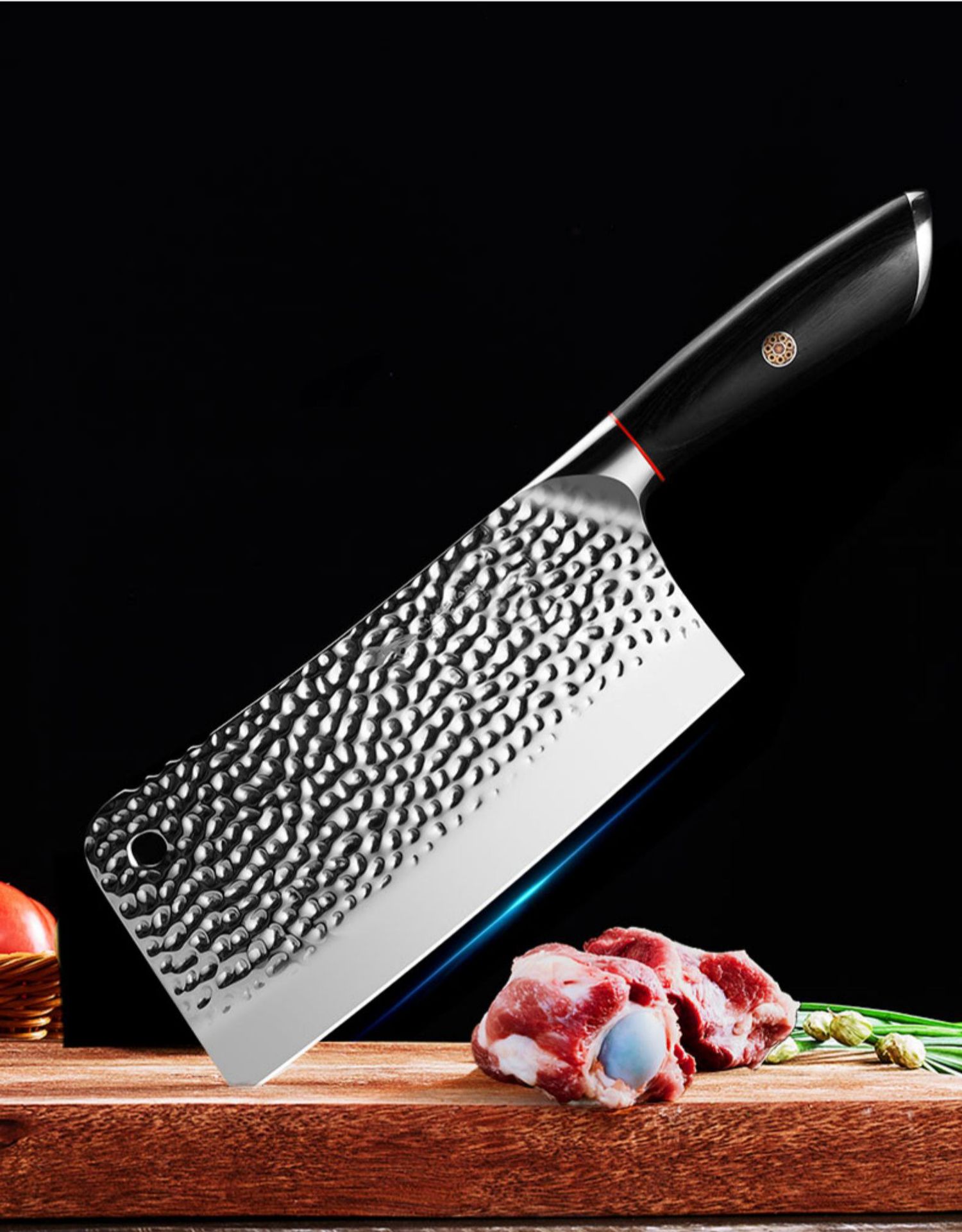 狂鲨 锤纹砍骨刀家用机械锻打加厚斩骨头专用重型剁骨刀具手工