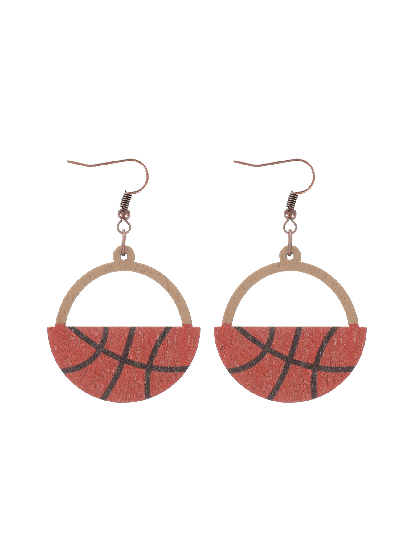 Cross-Border Football Basketball Rugby Baseball Pattern Wooden Earrings Eardrops Aliexpress Amazon