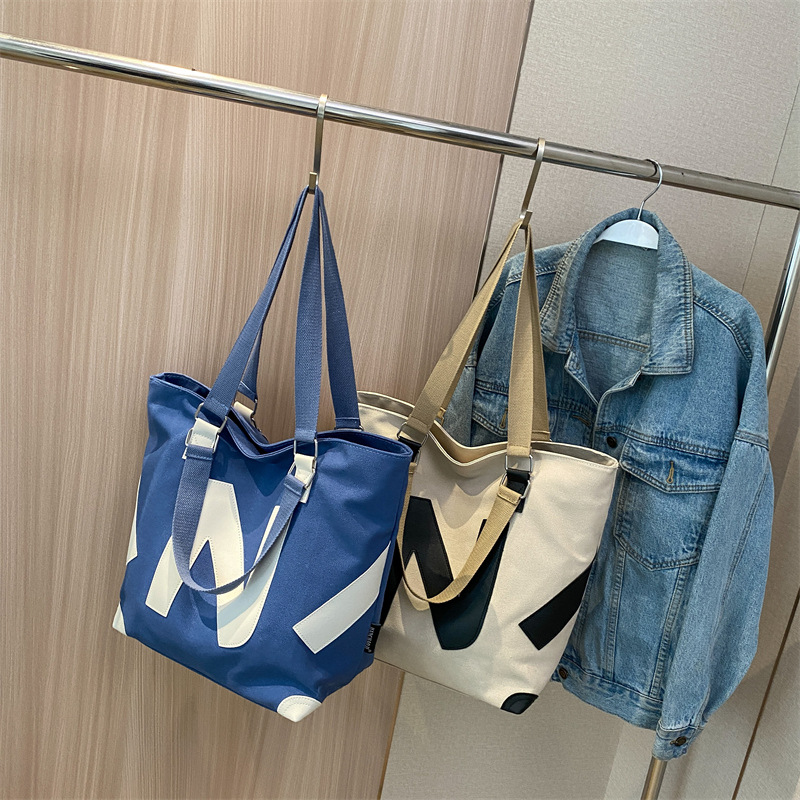 New Canvas Bag Women's Ins Style Japanese Style Simple Artistic Student Book Handbag Shoulder Hand-Held Tote Messenger Bag