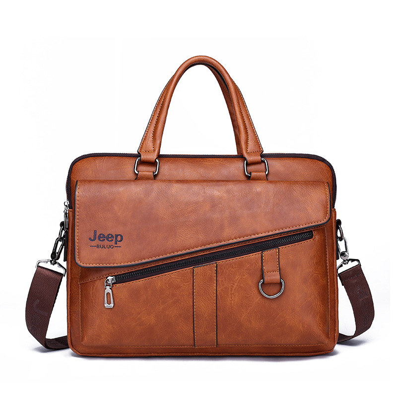 Pu Men's Handbag Single Shoulder Crossbody Retro Briefcase Business Trip Computer Bag Large Capacity Men's Briefcase