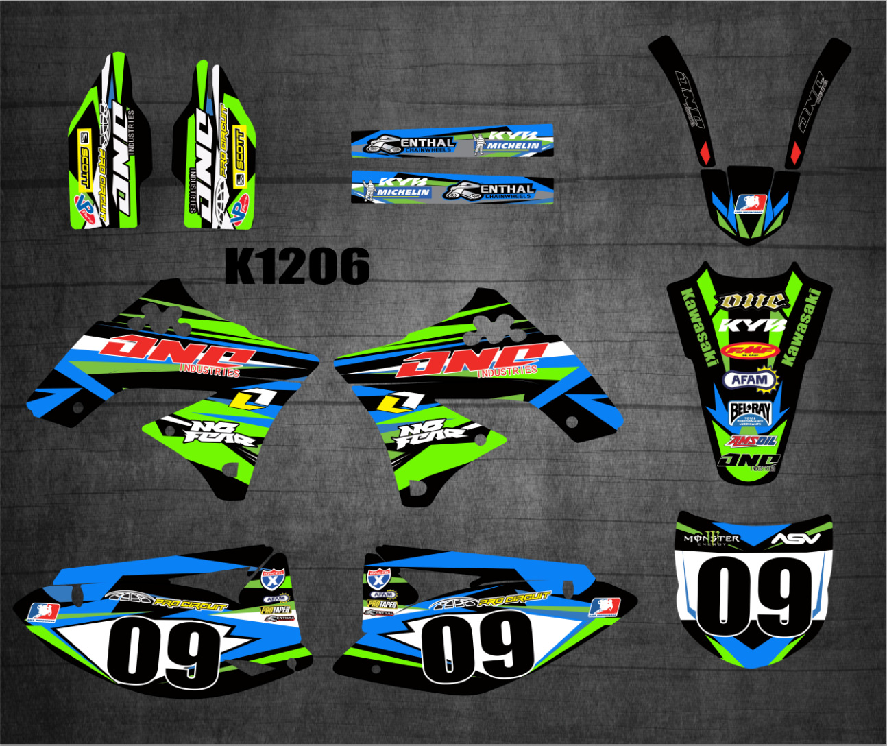 越野摩托车衣 适用于09-12kxf250 450川崎贴画 装饰贴 车贴 贴花